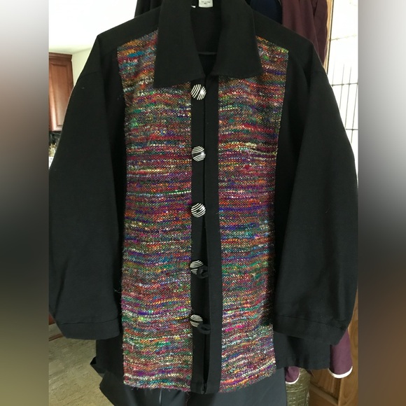 VENUS Rare Hand Made Coat/Jacket Colorful Woven Silk Art Gallery Item Perfect L - Picture 2 of 9
